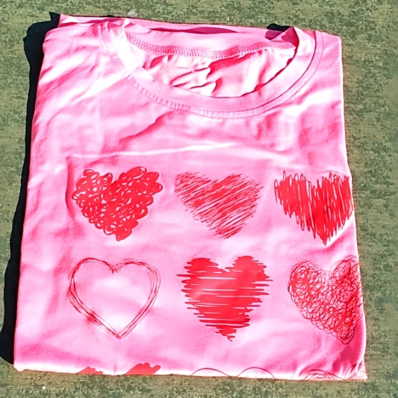 NWT  Pink Polyester Heart Blouse - Picture 1 of 12